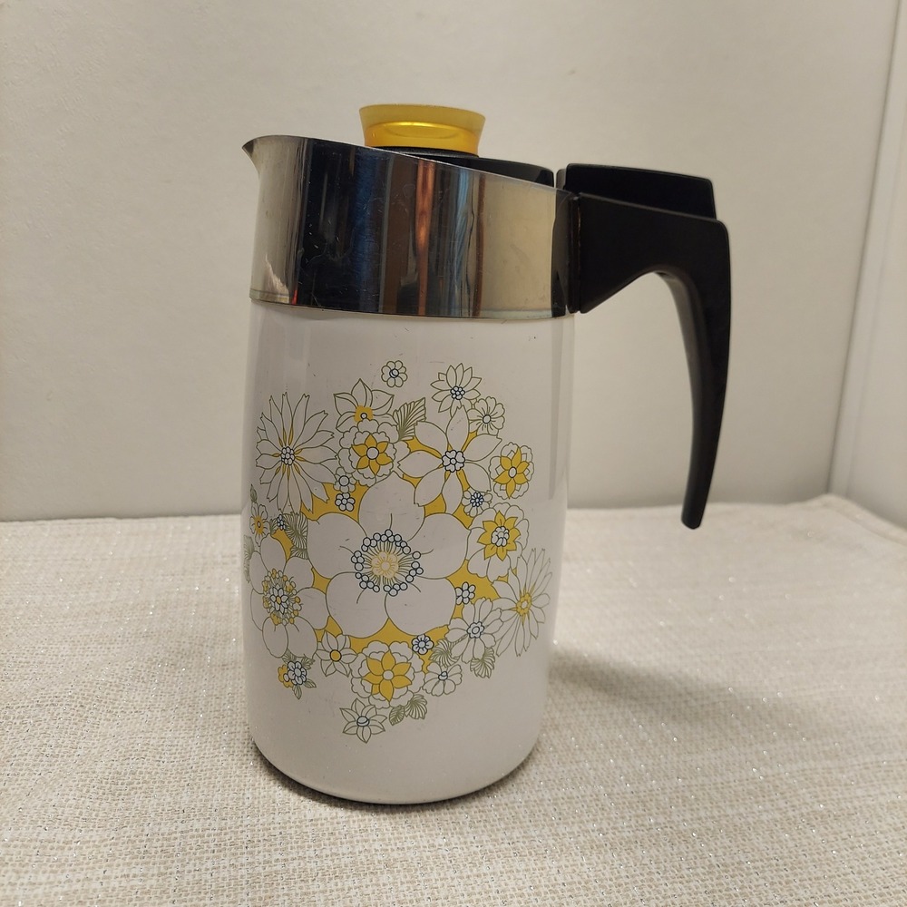 Corning Ware Floral Bouquet 10 Cup Electric Percolator Coffee Pot Complete Works